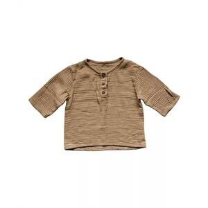 NEW THE SIMPLE FOLK boy's muslin henley top in camel